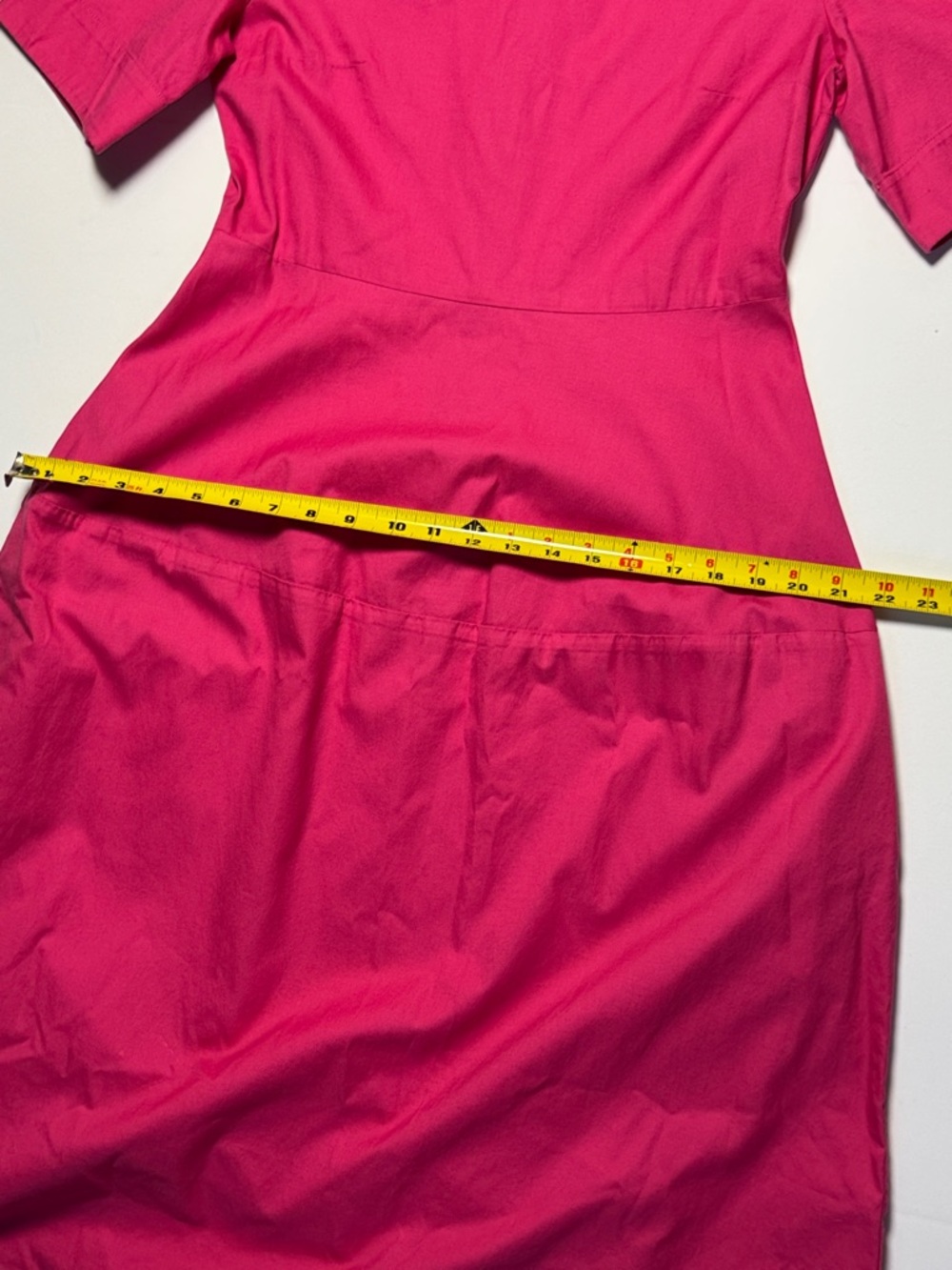 COS Day Dress 100% Cotton Bright Pink Fit and Flare‎ Midi Dress Scoop Neck 6 - Picture 8 of 13